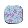 Crunchy almond praline with feuilletine covered in dark chocolate with blue, white, and purple floral pattern chocolate transfer sheet The chocolate Palette Salt lake city utah best chocolate