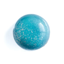 Fleur de Sel chocolate bonbon.  Teal blue chocolate bonbon. The Chocolate Palette Utah
