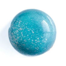 Fleur de Sel chocolate bonbon.  Teal blue chocolate bonbon. The Chocolate Palette Utah